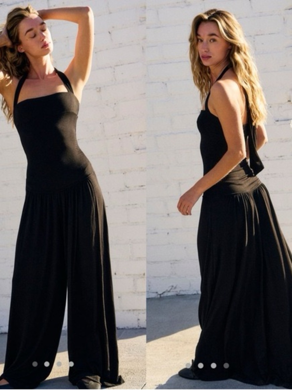 NWOT Urban Renewal Black Halter Jumpsuit Wide Leg Size Small